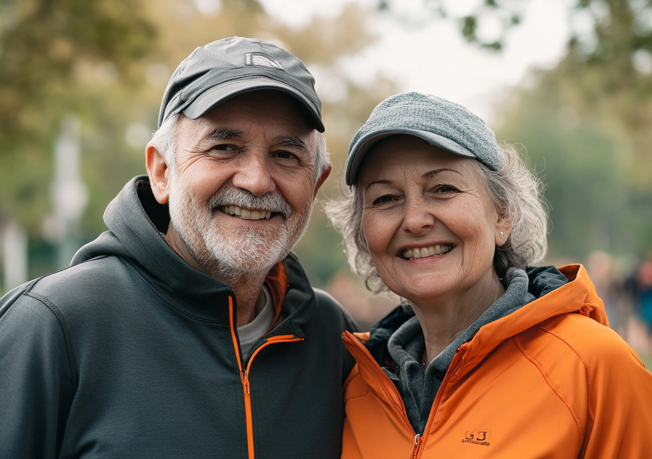 Щаслива пара пенсіонерів насолоджується активним відпочинком